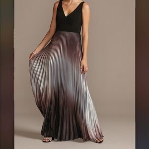 Pleated Metallic Ombré Dress